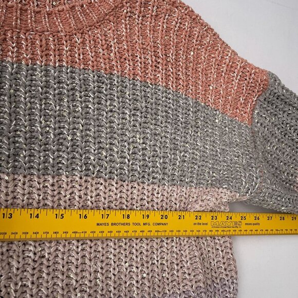 Chunky Colorblock Womens Knit Sweater Top Oversized Dolman Sleeve‎ Pullover L - Picture 7 of 10